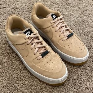 NIKE Air Force Sage Low Sneakers in Beige Suede / Ws-Sz 7.5